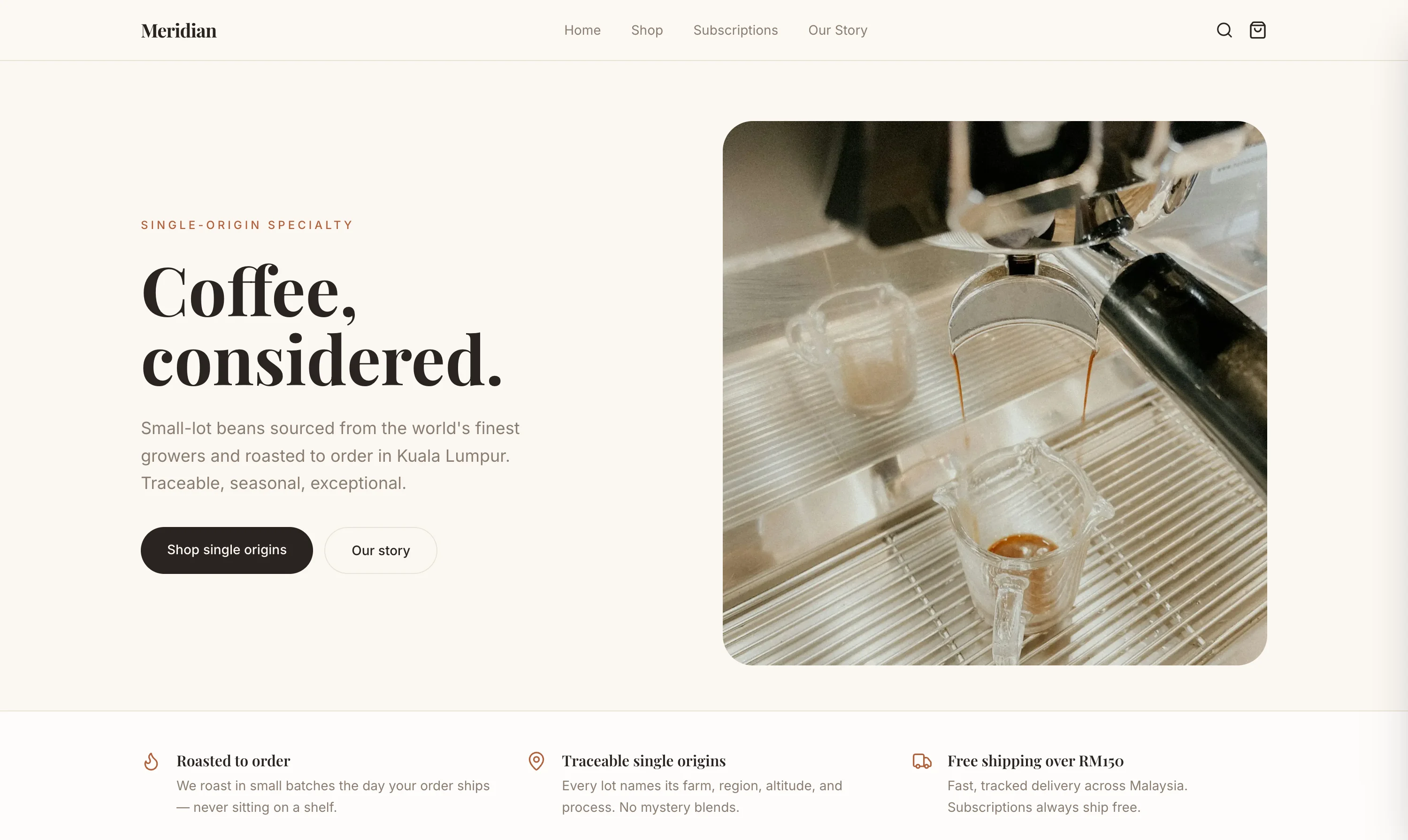 Meridian Coffee Roasters — screenshot